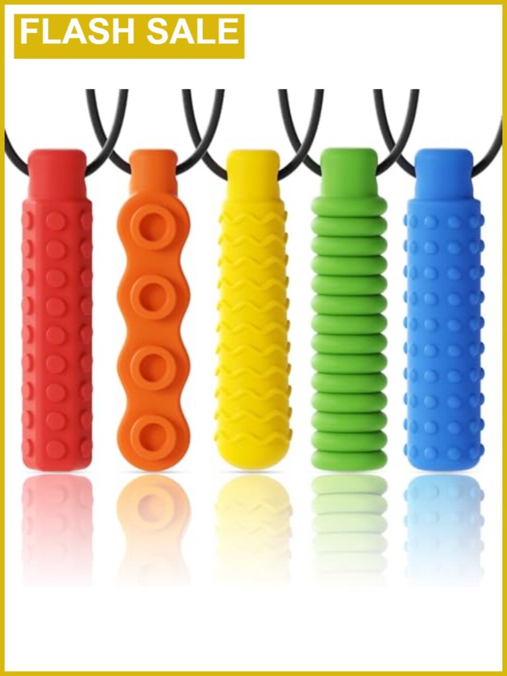 5 Pack Sensory Chew Necklace Food-Grade Silicone Oral Motor Chewelry for Autism